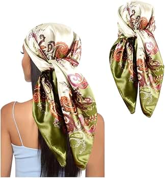 HIOQFR Silk Scarf, Women's Silk Scarf, Bandana, Satin Scarf for